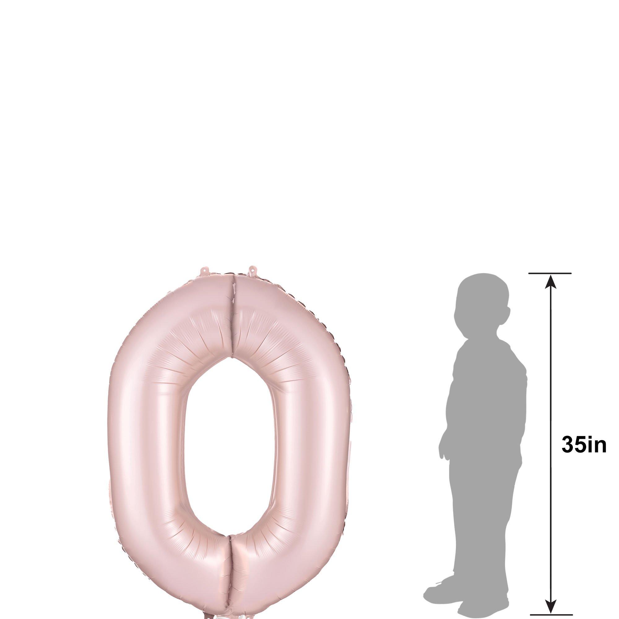 34in Satin Dusty Rose Pink Foil Number Balloon (0)